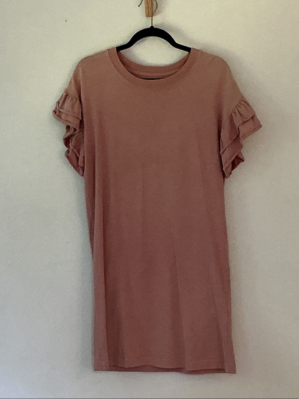 Current/Elliott Mauve Ruffle Sleeve Tee Mini Dress